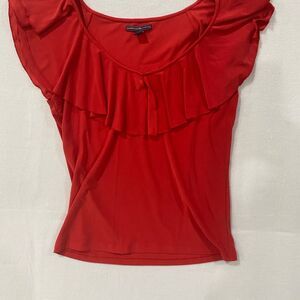 American Living Red Ruffle Blouse Size L